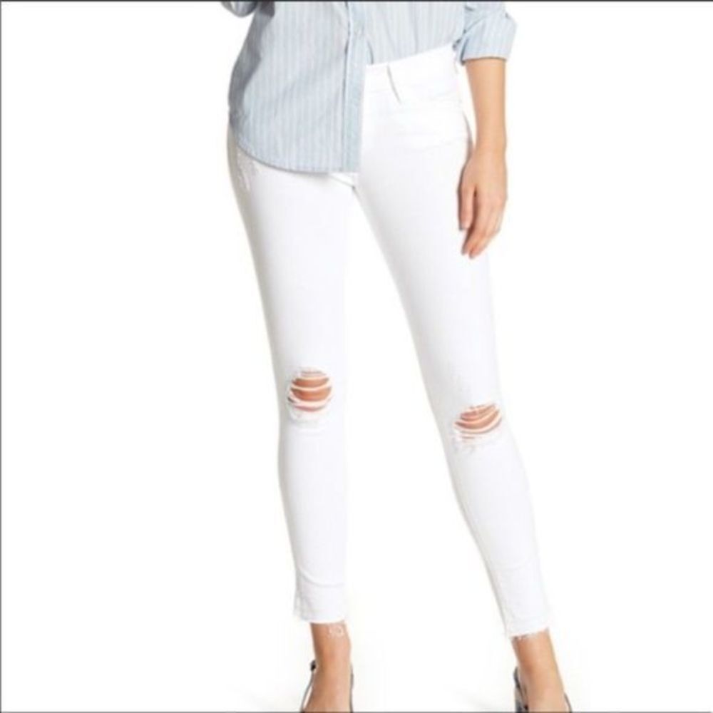 FRAME Le Skinny De Jeanne Distressed Crop Denim Sz 27 - Picture 1 of 5